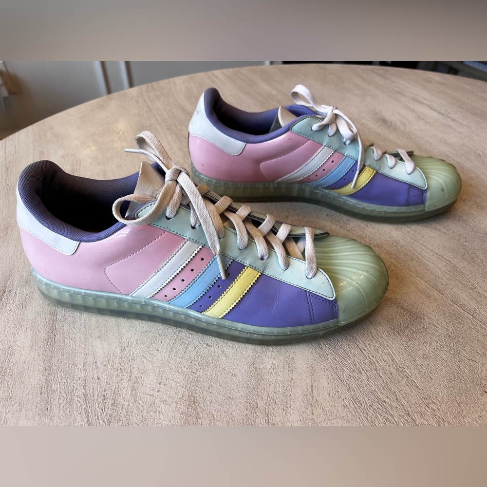 Adidas Superstar 1 Clear Patent Leather Pastel 'Easter' Shoes - Men's Size 11.5 - Picture 2 of 9